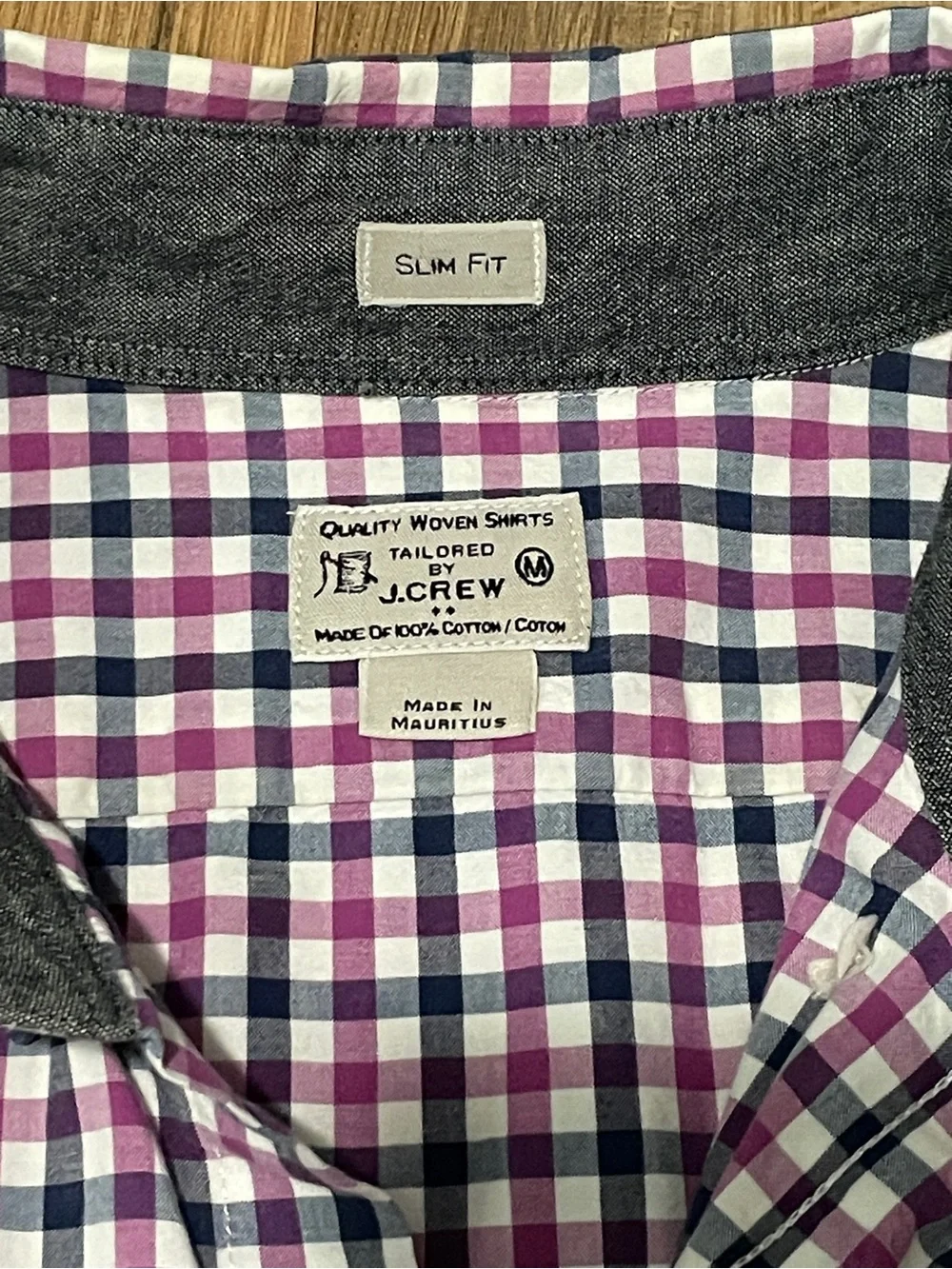 J.Crew Men’s Slim Fit Tailored Purple Gingham Button Down Shirt, Size M